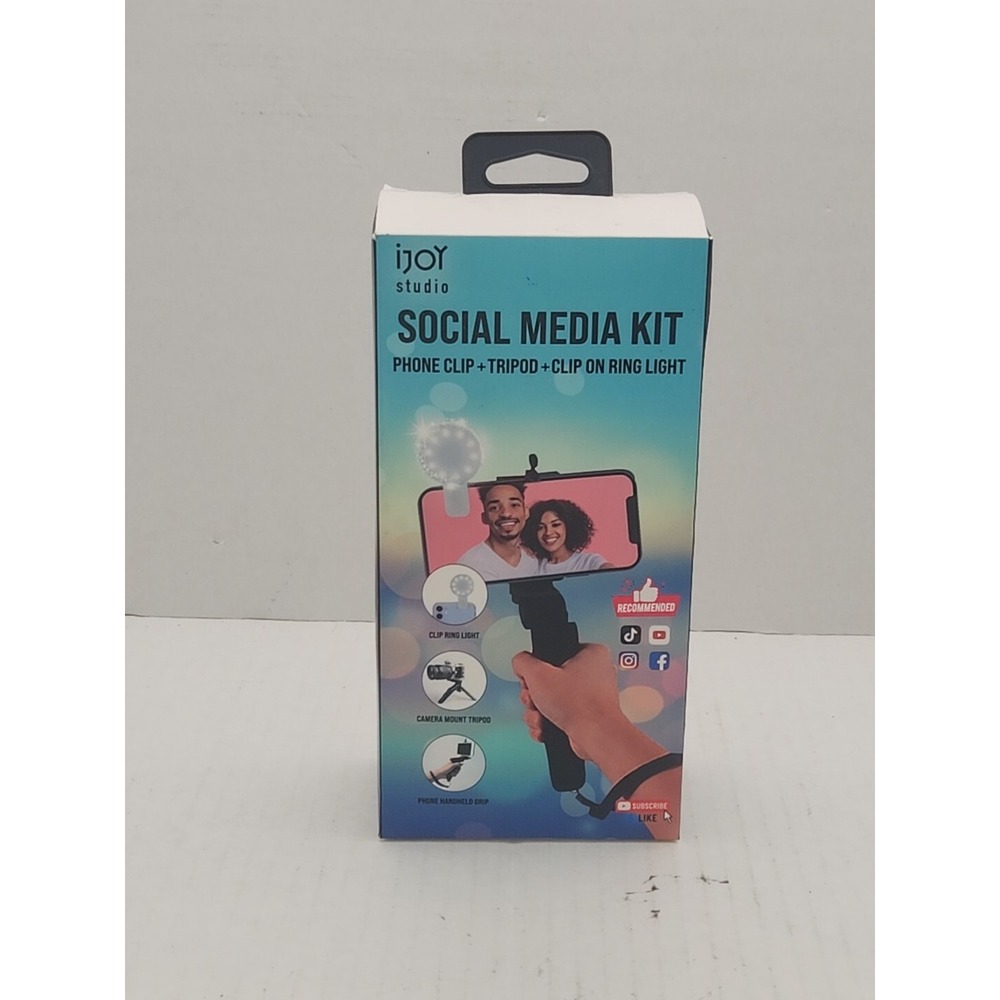 iJoy Studio Social Media Kit (3 in 1) Phone Clip + Tripod + Clip on Ring Light